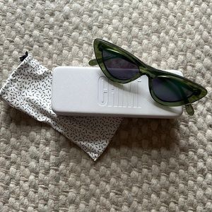 Chimi Olive Green Cat-Eye Reflective Sunglasses